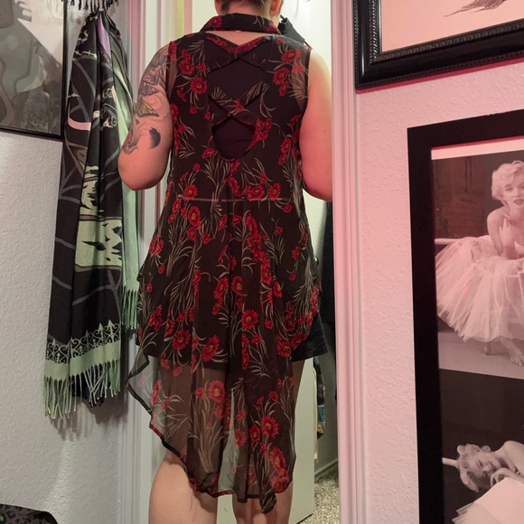 Cecico L-XL dark floral layering top button down dark aesthetic - Picture 8 of 8